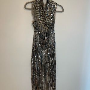 ASOS Design Embellished Cross Dretail Midi Dress